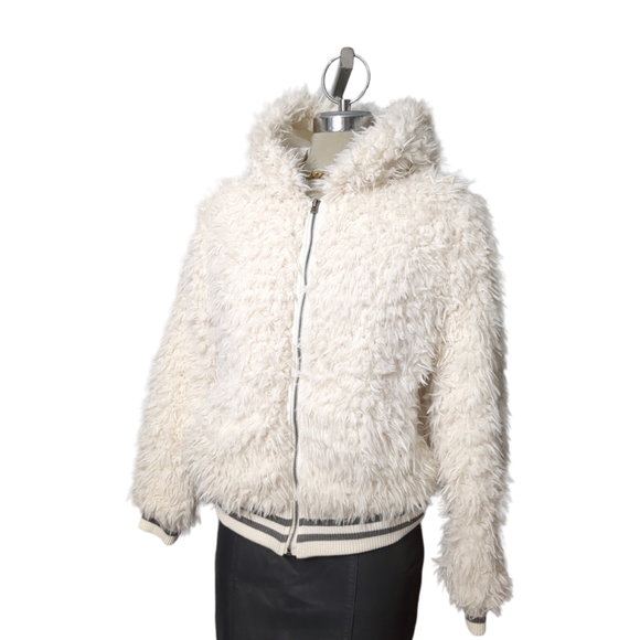 Aeropostale Ivory Faux Bomber Hoodie Jacket Size XS /TP. - Picture 2 of 11